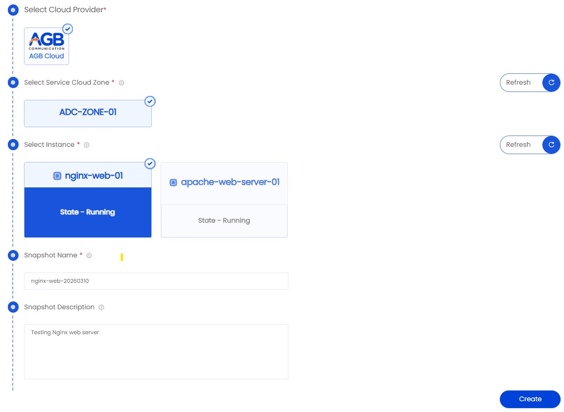 Instance Snapshots | AGBC CLOUD Documentation